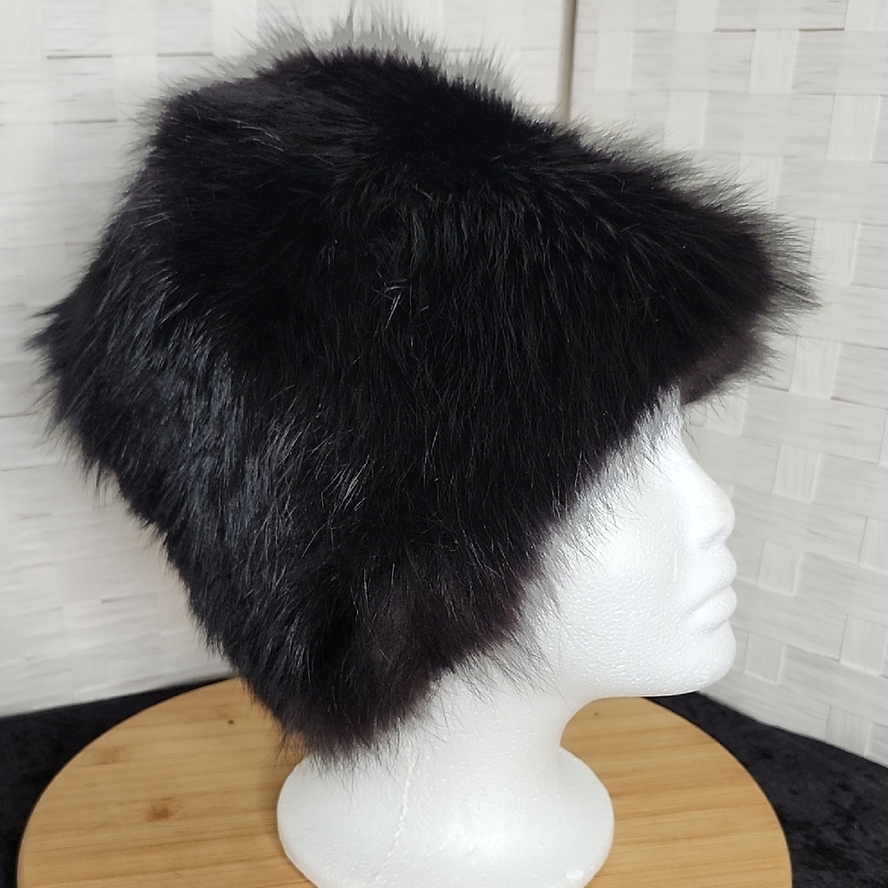 👉*VTG* WINTER FAUX FUR BLACK RUSSIAN COSSACK STYLE WOMENS HAT ~FOR SMALL HEAD